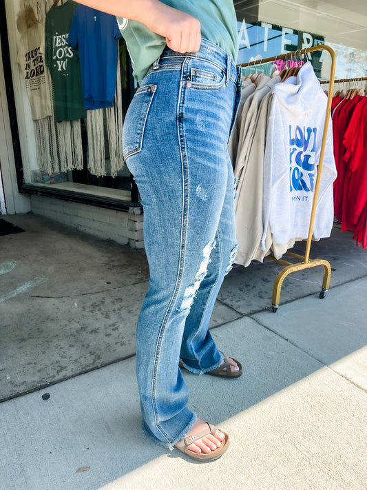 Lateral Gig | Hadleigh Distressed Boot Cut Judy Blue Denim Jeans