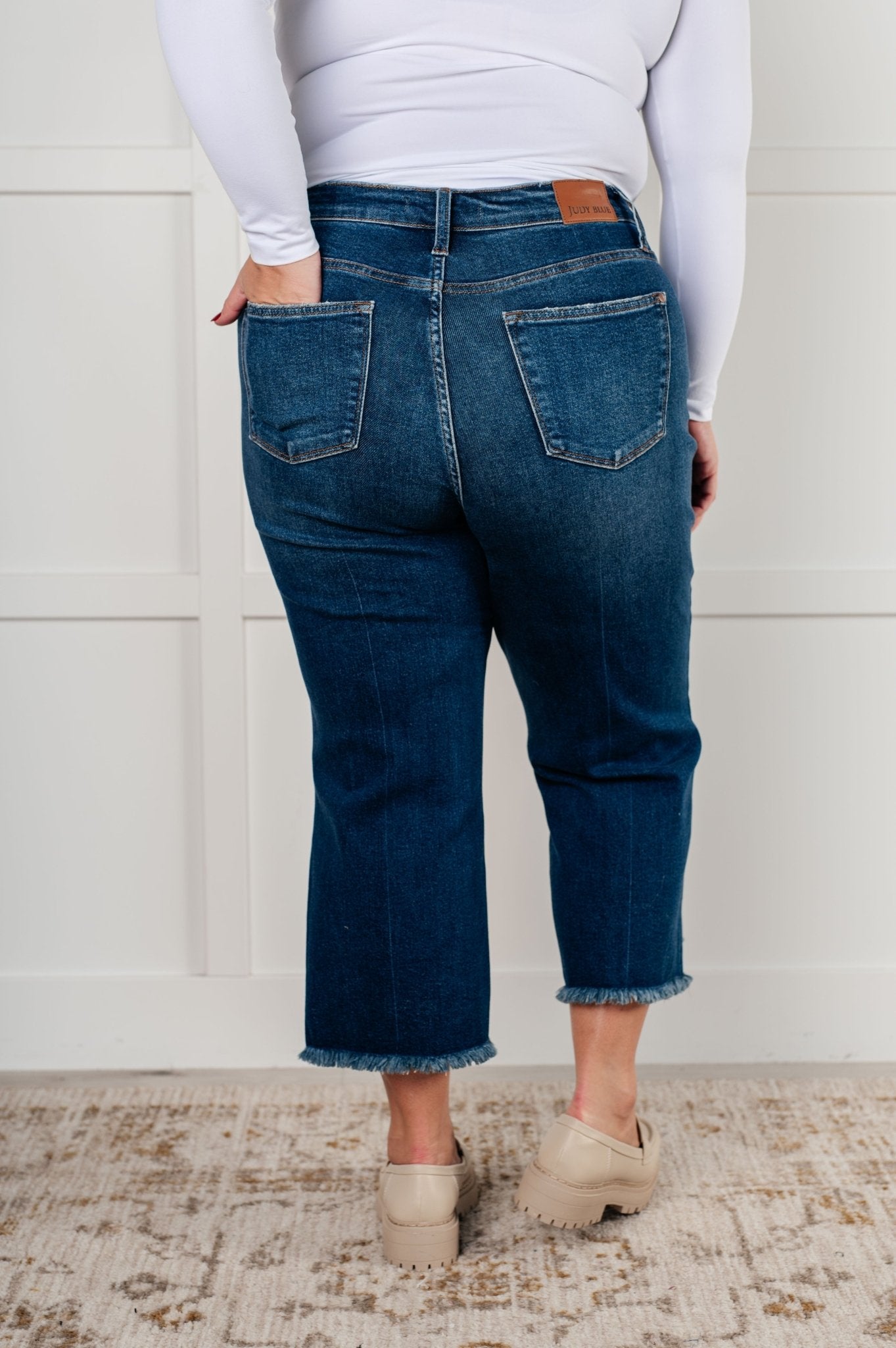 Janice High Rise Button Fly Wide Leg Crop Jeans - Loving God