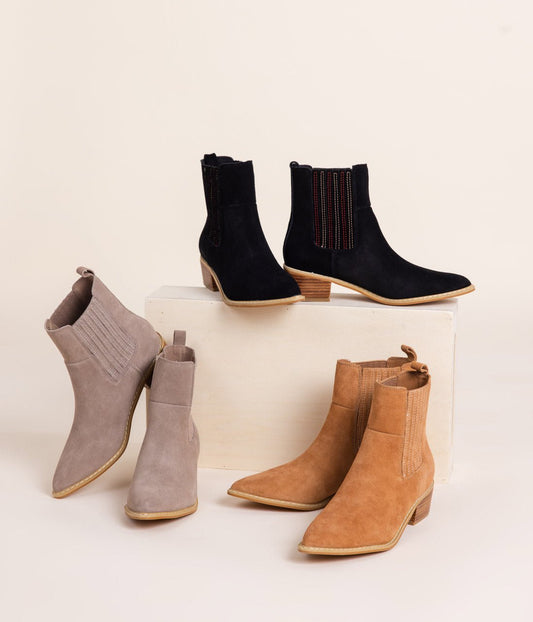 Leonor Suede Ankle Boot in Tan - Loving God