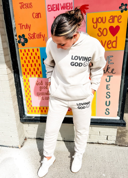 Loving God | Puff Smile Hooded Unisex Sweatshirt - Loving God