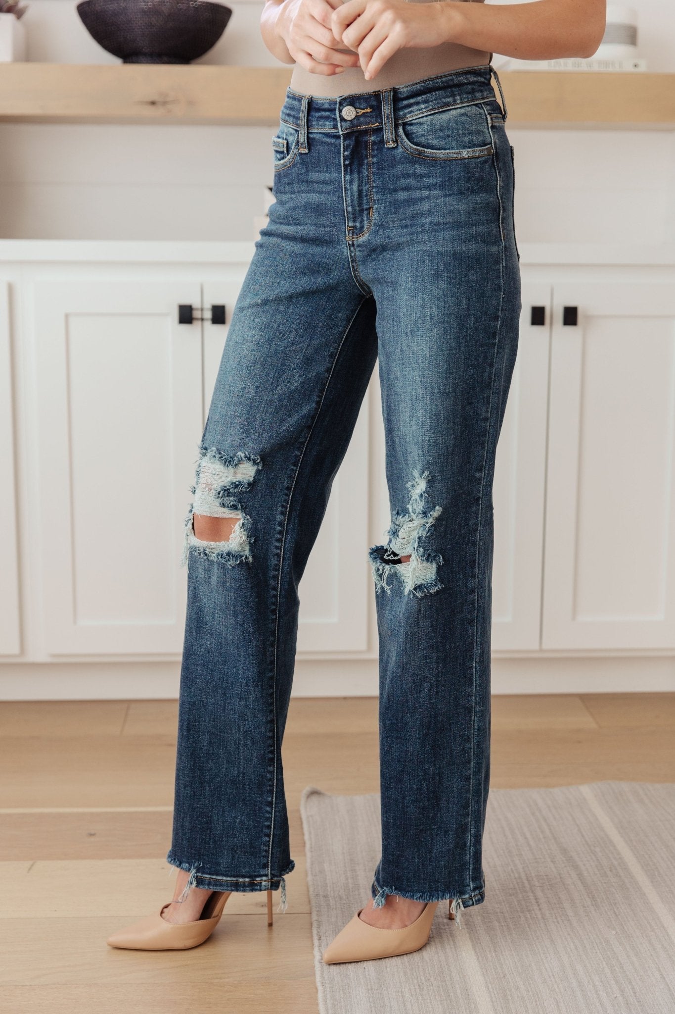 Rose High Rise 90's Straight Jeans in Dark Wash - Loving God